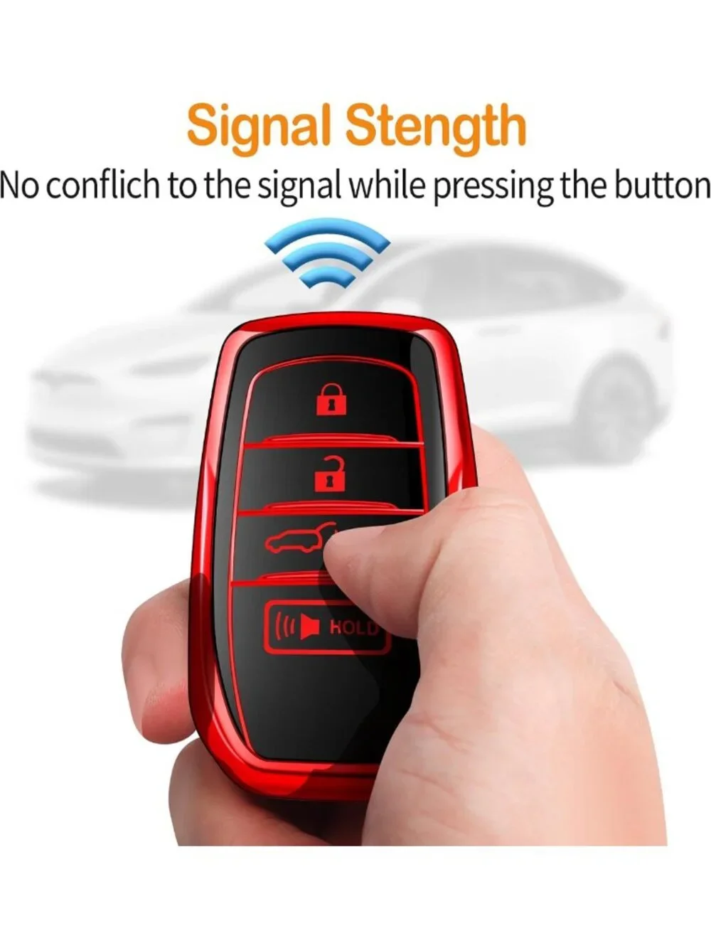 Stylish Key Fob Cover with Metal Keychain & Leather Strap for Toyota Models